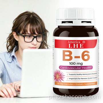 Shecome Vitamina B6 Cápsulas Sistema Nervoso Saúde Cardíaca